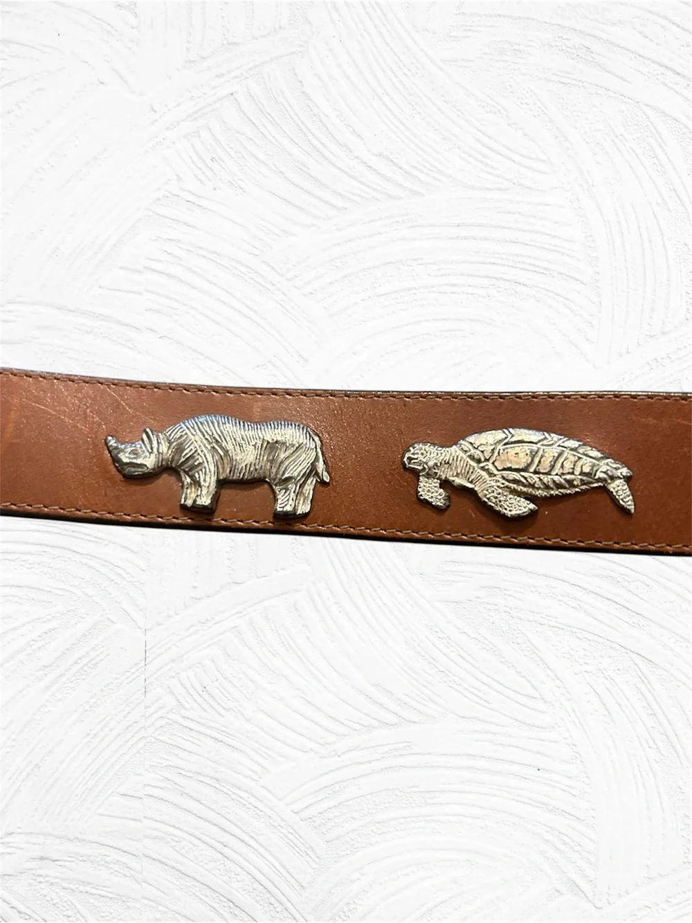 Vintage Honest Leather & Brass Safari Animal Belt